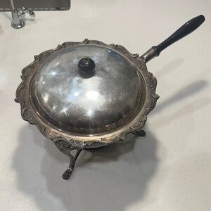 Elegant Silver Chafing Dish with Black Handle